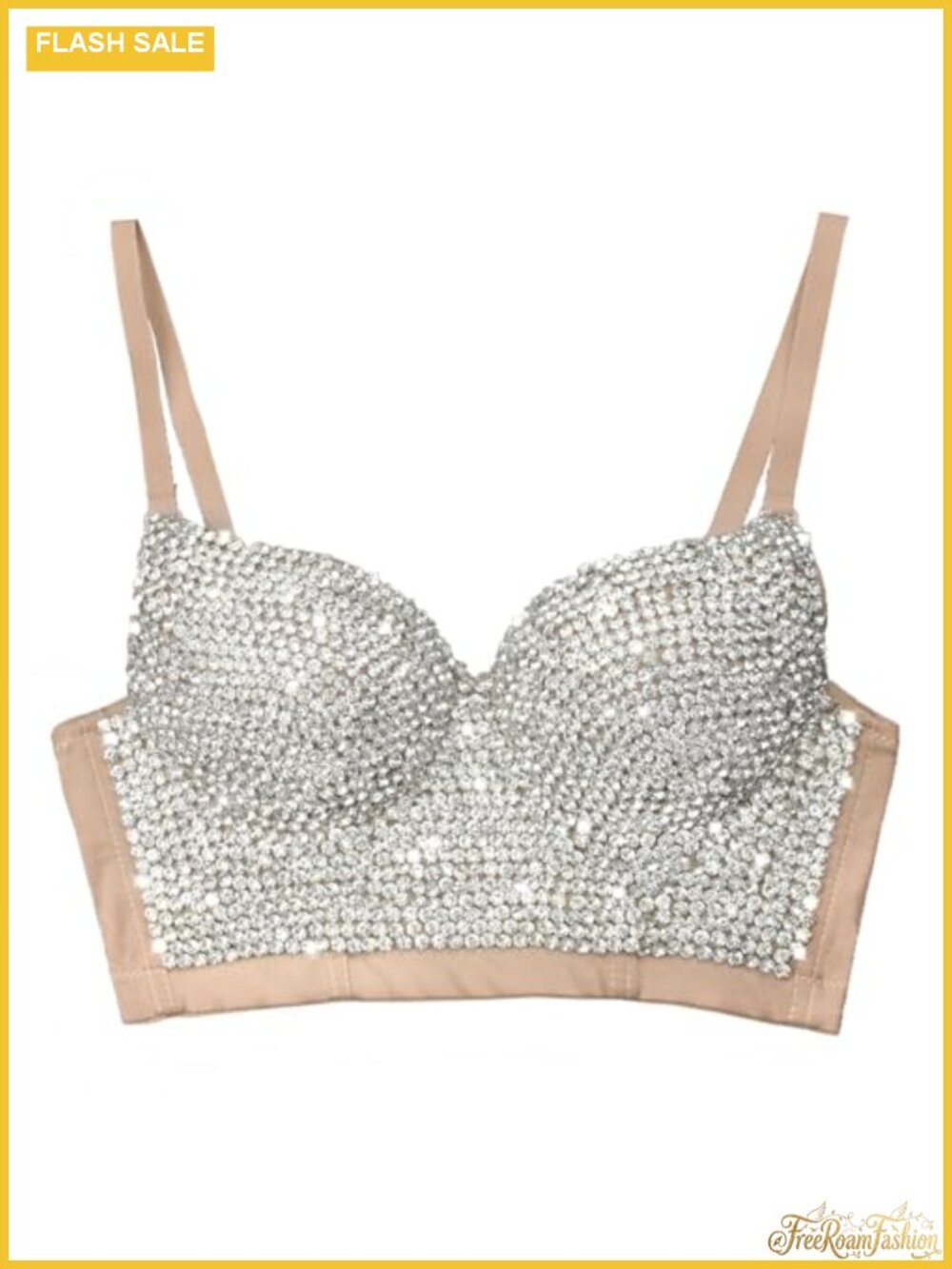 Handmade Rhinestone Diamond Push Up Bustier Crop Top Punk Corset Bra